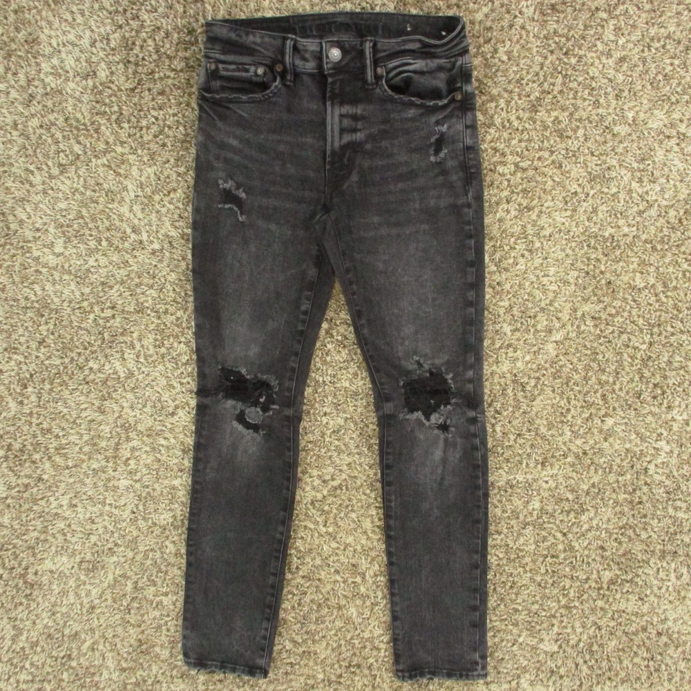 American‎ Eagle Jeans Men's 29x31 Black Slim Next Level Flex Distressed Denim